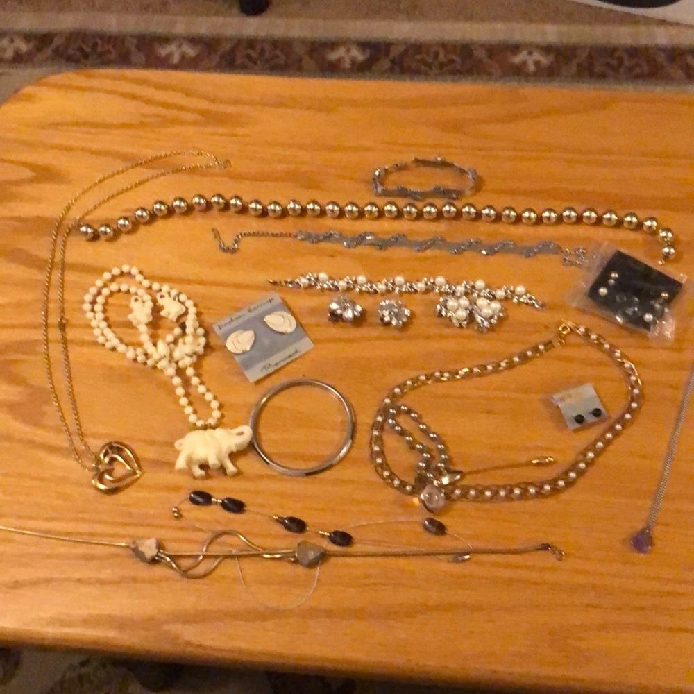 A bundle of costume jewelry